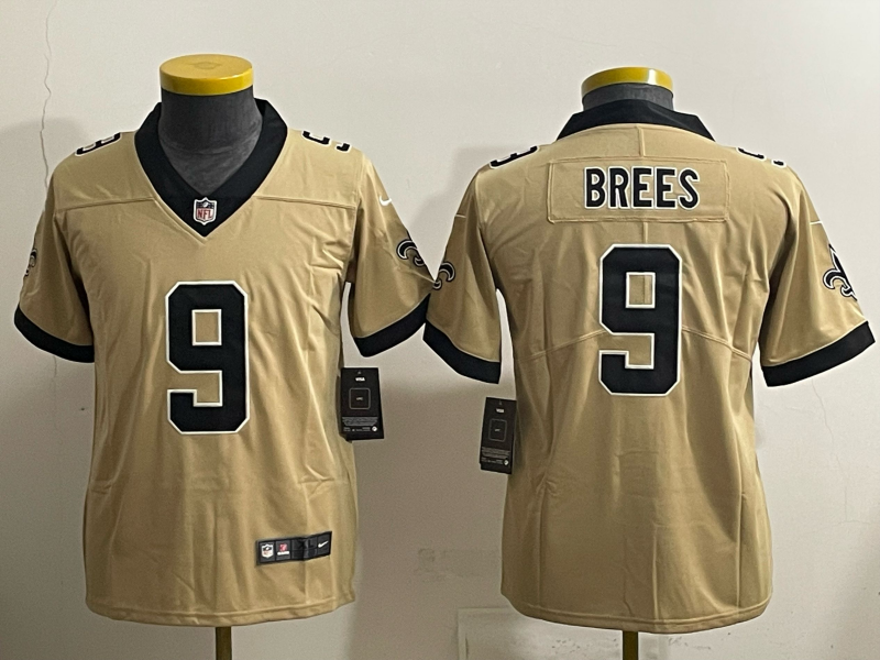 Youth 2025 New Orleans Saints #9 Bress golden Limited NFL Jersey style 04->youth nfl jersey->Youth Jersey